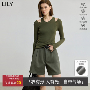 针织衫 莱赛尔绵羊毛混纺假两件长袖 女125320TK742 丽丽春秋款 LILY