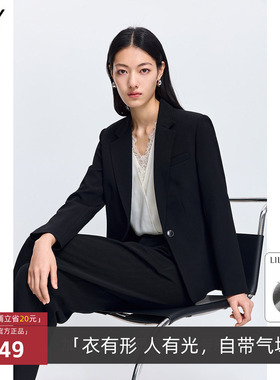 LILY2026春新款女装莫代尔醋酸混纺廓形西装外套126150C2132