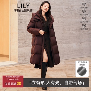 连帽羽绒外套125440DD235 新款 LILY长款 加厚泡芙鹅绒服女丽丽冬季