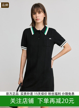 LILY丽丽春款学院风休闲POLO领通勤短袖针织连衣裙女125129T7917