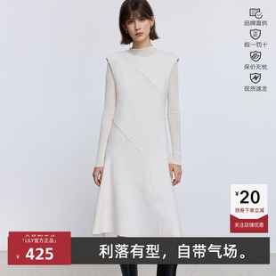 LILY丽丽冬新款羊毛混纺无袖收腰毛呢针织裙连衣裙女125469C7916