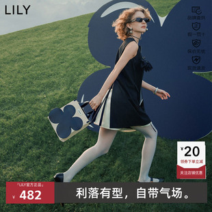 【小黑裙】LILY春新款女装圆领假两件无袖零染连衣裙125109C7901