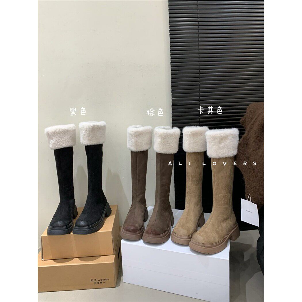 加绒毛毛靴女2026年新款