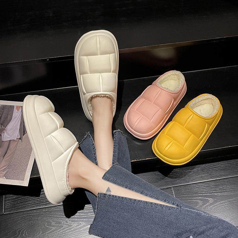 新款加厚花瓣棉拖鞋男女秋冬季情侣居家室内防滑外出防水,女鞋,包头拖,淘宝优惠券,粉丝福利购,淘宝优惠卷