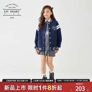 日本LIV童装 儿童休闲运动夹克外套春秋 女童棒球服女大童2025新款