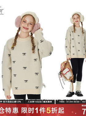 日本LIV童装 女童毛衣儿童加厚针织衫秋冬2025新款冬季毛线衣大童