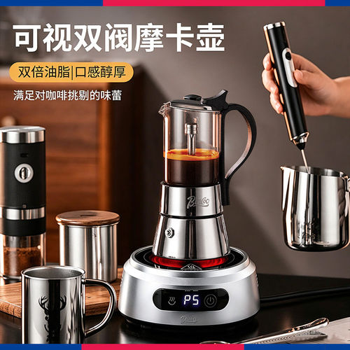 Bincoo不锈钢双阀摩卡壶套装联名