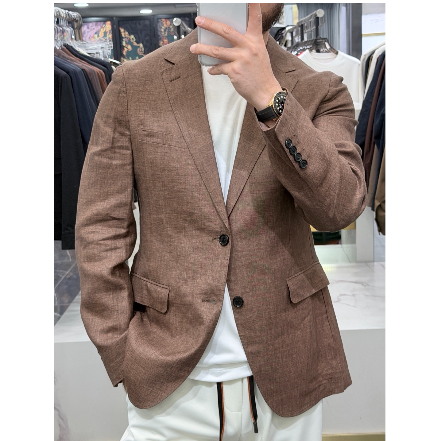 春夏轻奢老钱风100% 纯亚麻休闲西服自带贵气透气不闷高级感 LW26