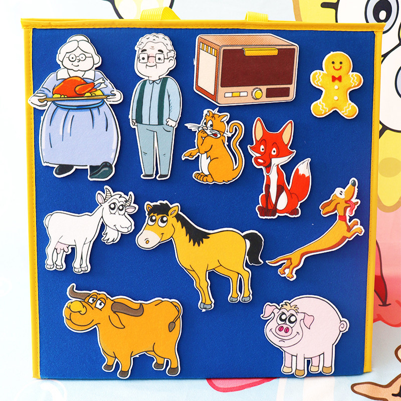 逃跑的姜饼人幼儿园课堂毛毡绘本 故事围裙剧早教表演布偶贴教具