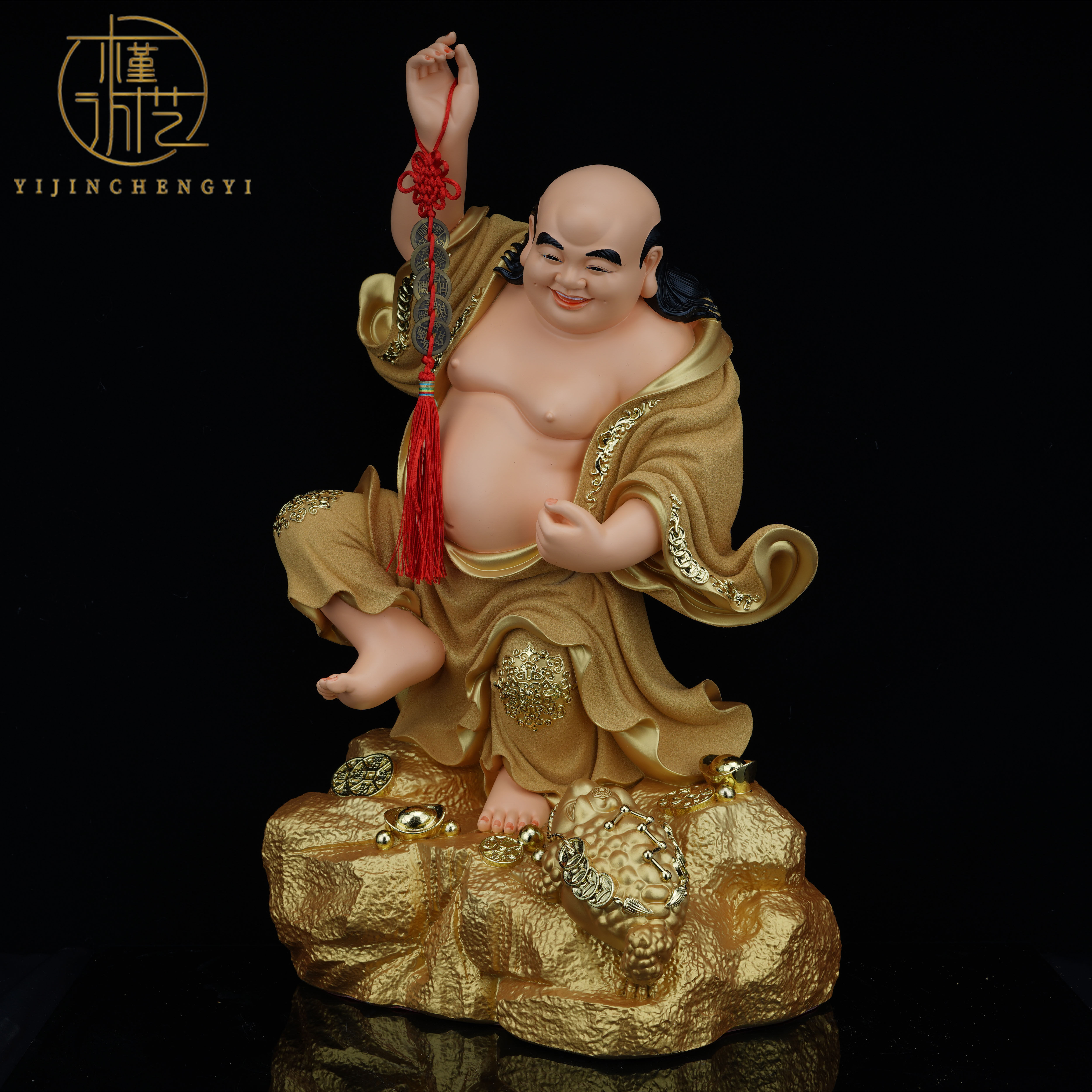 刘海戏金蟾神像树脂刘海蟾刘宗成海蟾子财神爷活财神家用工艺摆件