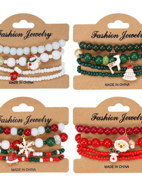 圣诞节手链弹力绳雪人雪花圣诞树