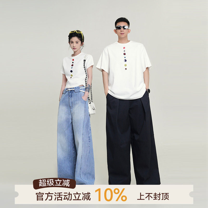 吴童童圆领正肩小众短袖T恤图片