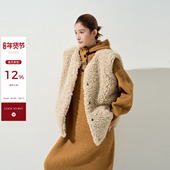 坎肩马甲外套女秋冬韩系保暖宽松开衫 吴童童 羊羔毛圆领无袖 上衣