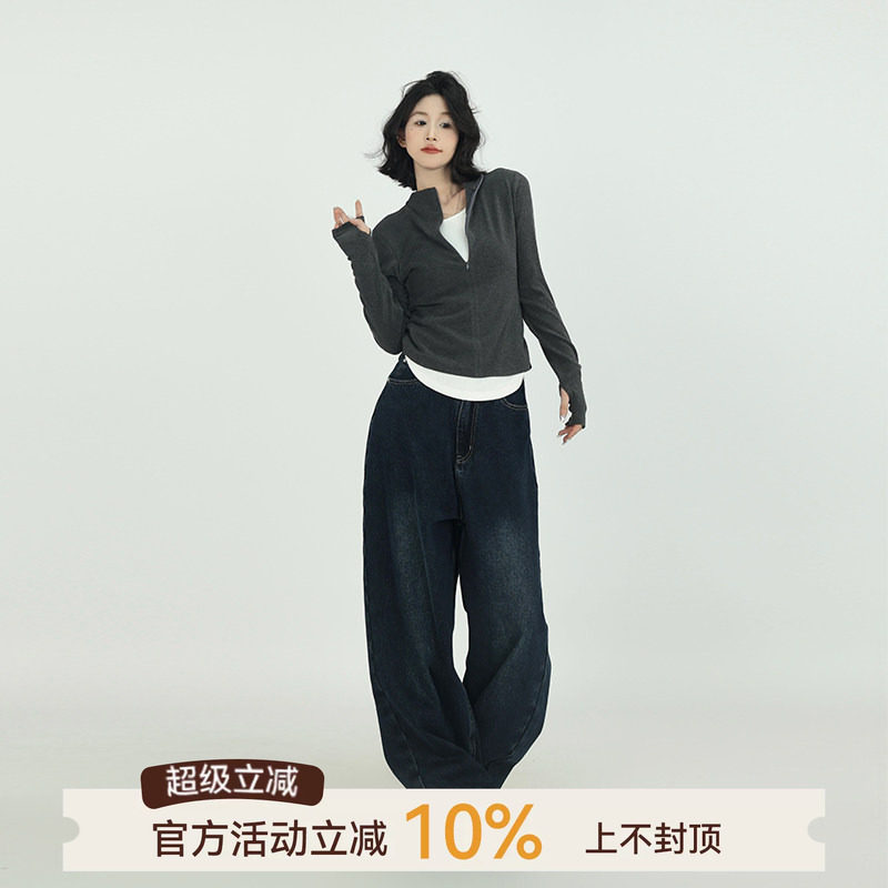 假两件小众设计长袖T恤女图片