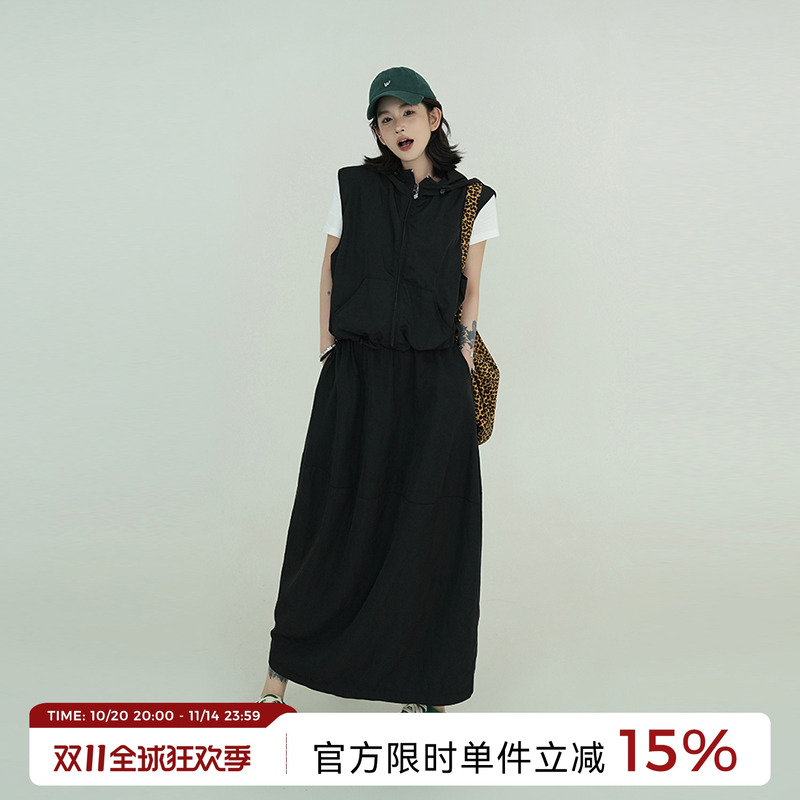 吴童童连帽无袖马甲防晒服外套