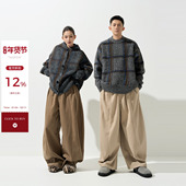 吴童童加厚复古撞色长袖 毛衣外套女秋冬韩系宽松保暖情侣开衫 上衣