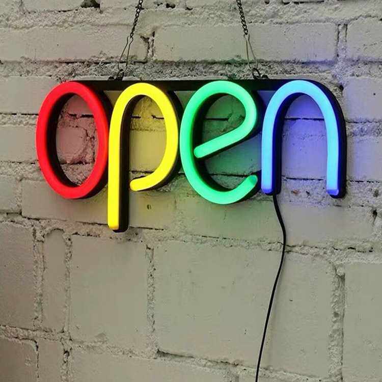 柔性霓虹灯带广告牌 发光字霓虹灯牌open40*15广告牌霓虹灯饰