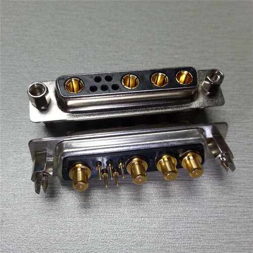 混装大电流DSUB(9W4)直插卯鱼叉锁螺丝母头连接器 10A20A30A40A