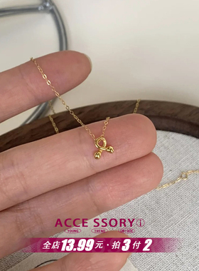 金色绳结小球项链送女友礼物