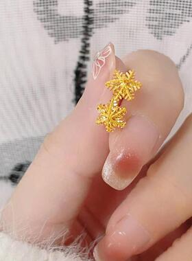 爆款金色小雪花耳钉女精致百搭高级气质送女友礼物小红书同款