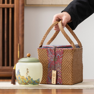 陶瓷茶叶罐大号防潮密封罐布包礼盒精品红茶绿茶通用茶叶罐包装盒