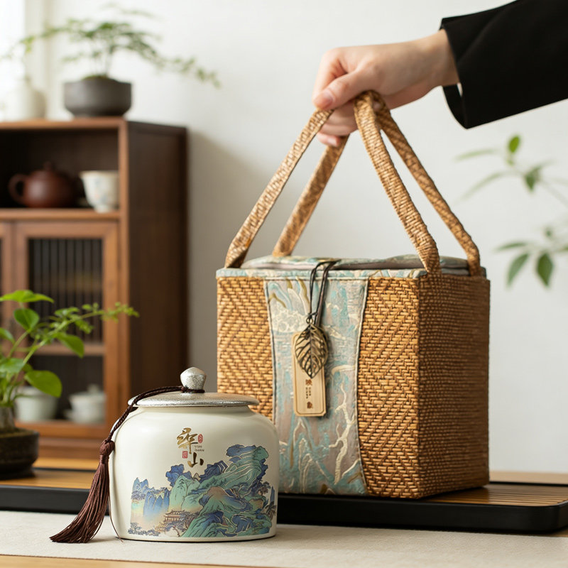 复古茶叶包装礼盒空盒陶瓷茶叶罐密封罐大号红茶绿茶白茶定制logo