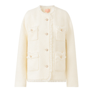 一手长外套粗花呢短大衣DOUBLOVE贝爱25秋新款 经典 优雅小香风