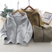 男童春款 儿童上衣中大童运动拉链卫衣韩版 连帽外套开衫 2026春秋季