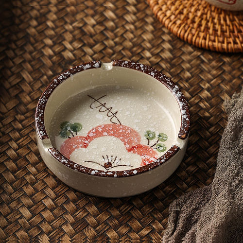 新中式古典古风复古仿古灰缸陶瓷烟灰缸民宿茶桌专用小号瓷器烟缸