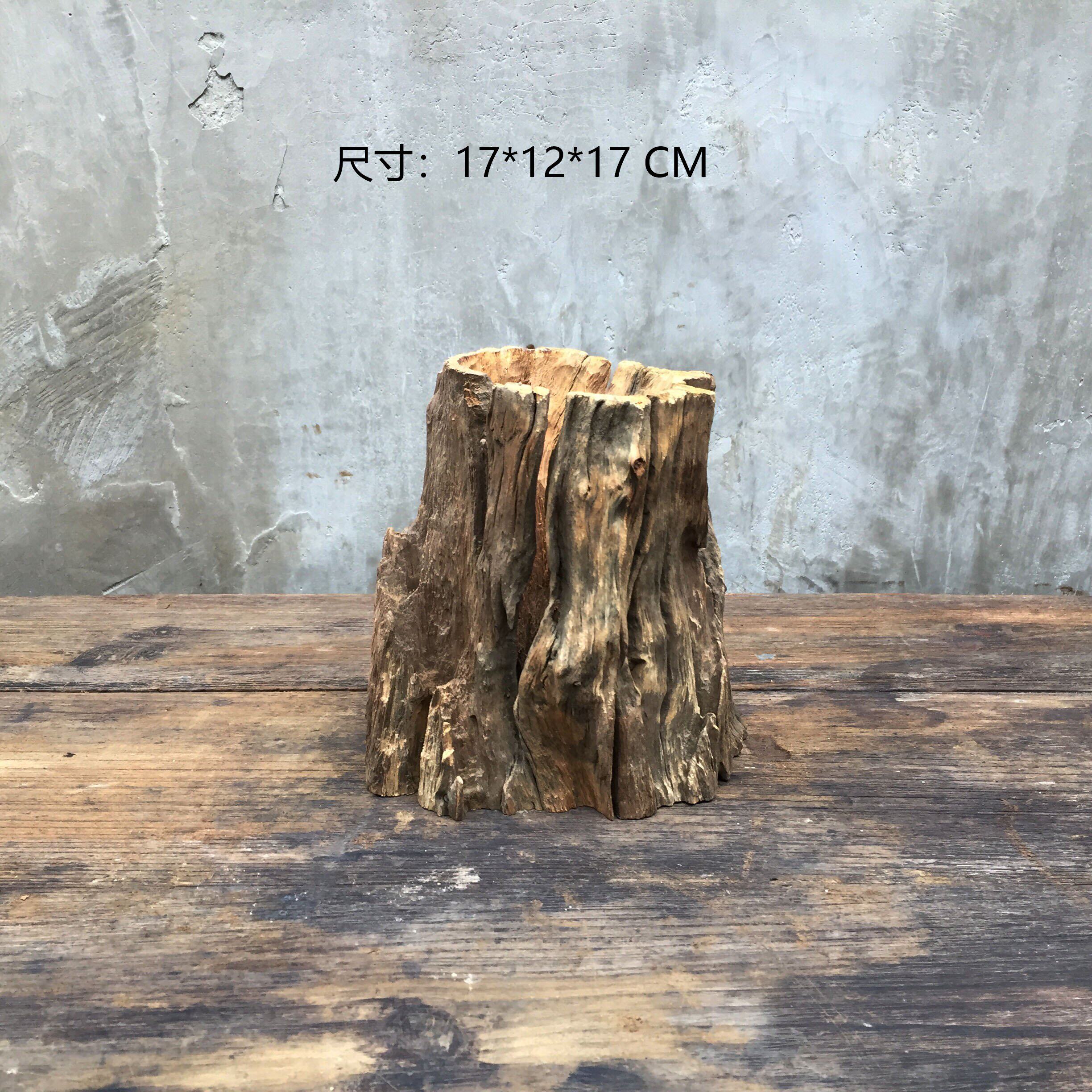 青墨枯木花盆风化木树根根艺多肉菖蒲绿植盆景盆奇石水晶石底座
