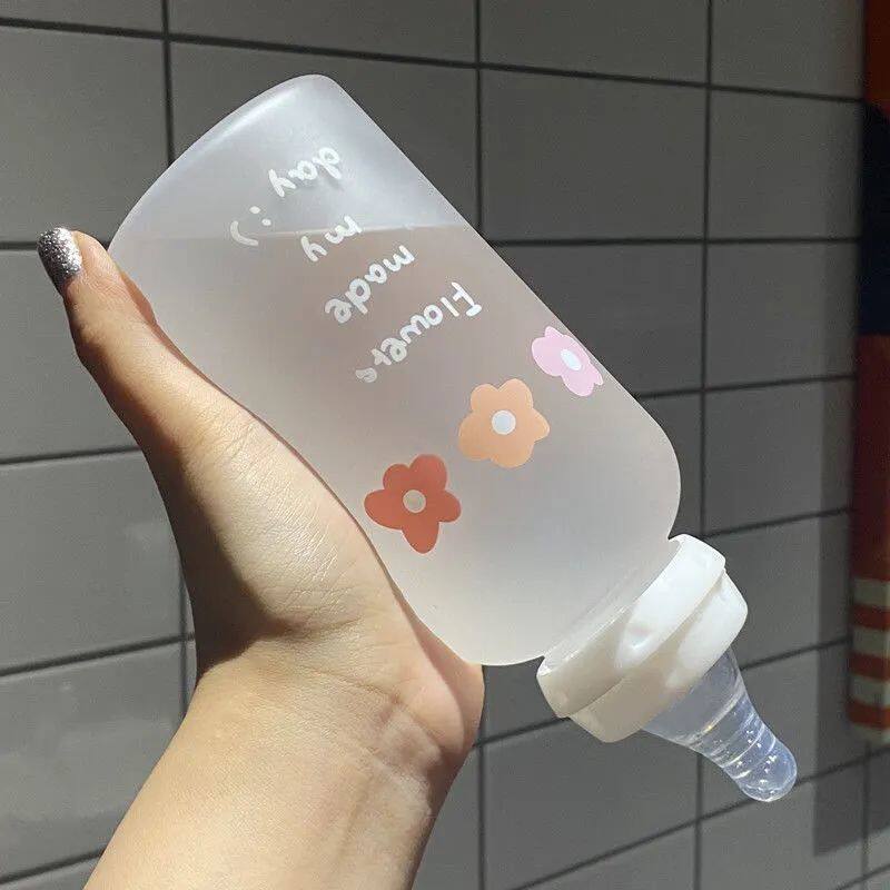 成人奶瓶大人躺着喝的吸管杯子学生少女塑料吸嘴杯网红仙女宝宝用