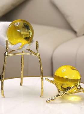 轻奢纯铜招财水晶球摆件客厅电视柜酒柜办公室乔迁礼品装饰品摆设