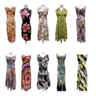 春夏小野古着vintage15花色拼接吊带连衣裙设计感少女森系蛋糕裙