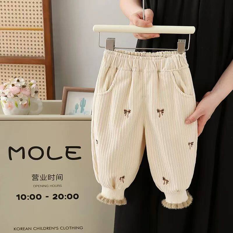 女童裤子春秋款条绒裤子洋气宝宝休闲长裤中小童束脚裤女孩外穿
