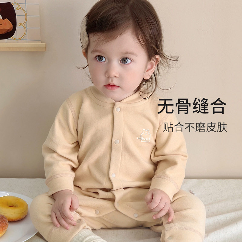 婴儿连体衣春秋冬温变羊毛绒无骨打底衣新生宝宝爬服哈衣A类衣服