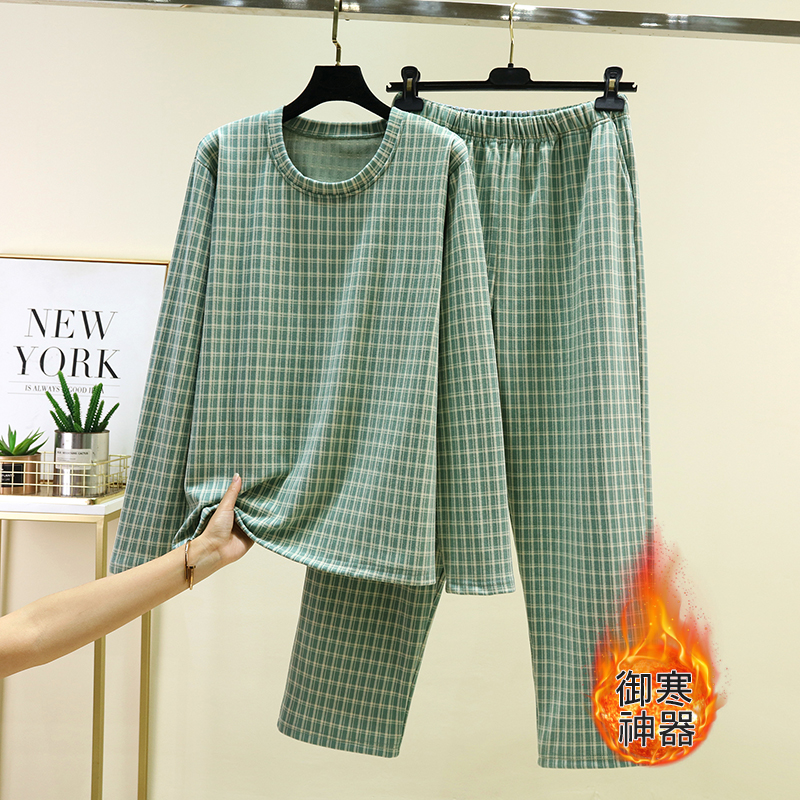 秋冬德绒男士保暖家居服套装