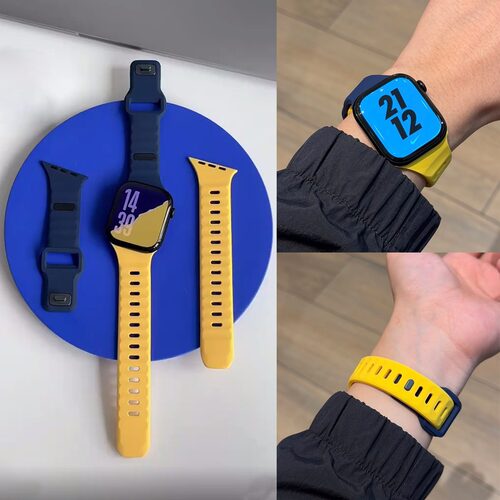 斜切拼色条纹硅胶iWatch表带