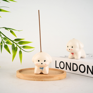 可爱小狗线香底座香插生日送礼室内卧室香托香座家用香薰小摆件