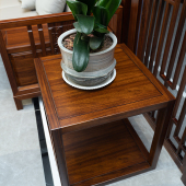 新中式 乌金木全实木方形茶几茶几沙发旁侧角几边几小方桌简约客厅