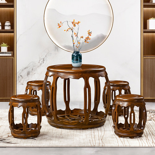 乌金木实木圆凳坐墩新中式餐凳