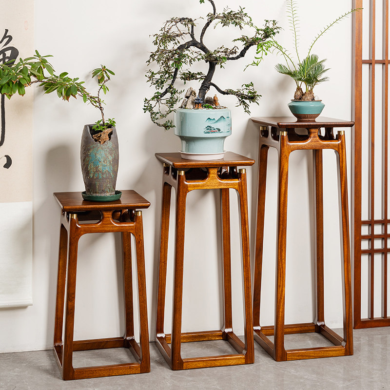 新中式乌金木实木花架高端客厅室内花几花台电视柜旁轻奢高级感,住宅家具,花架/花几,淘宝优惠券,粉丝福利购,淘宝优惠卷