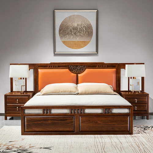 乌金木卧室全实木床新中式双人床