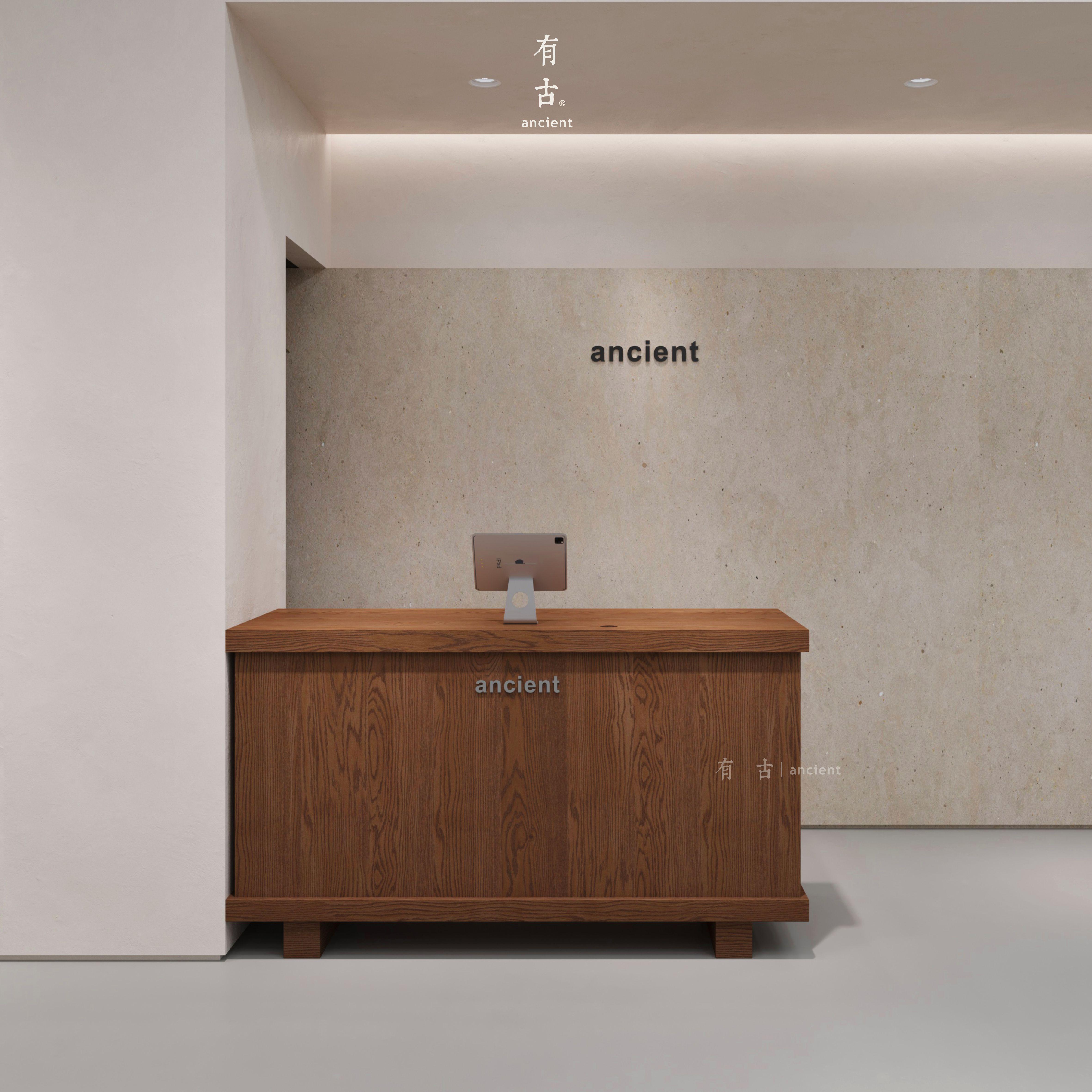 侘寂风实木收银台服装店吧台桌