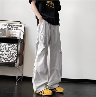 美式冲锋裤男夏季薄款宽松直筒