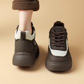 保暖百搭高帮女鞋 达芙妮厚底板鞋 秋冬季 加绒加厚棉鞋 女款 2025新款