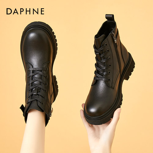 达芙妮爆款马丁靴厚底真皮短靴