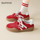 达芙妮红色德训鞋 复古休闲运动鞋 女2026新款 春秋厚底内增高阿甘鞋