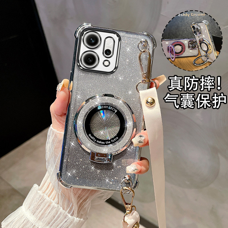 适用OPPORENO14手机壳13Pro斜跨保护套12Pro时尚女款11Pro硅胶10Pro创意9挂绳8支架7全包6曲面屏5K防摔PLA110
