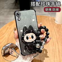 适用于苹果XR手机壳A2108时尚高级感女款保护套iphoneXR带镜头膜防摔IPHONEXR镜子支架软壳苹果xr全包带挂绳