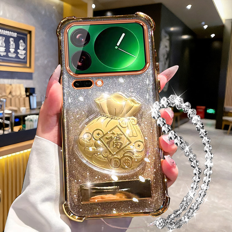 适用于金福袋带支架小米17ProMax手机壳新款17promax四角气囊17promax自带镜头膜xiaomi17promax简约男女外壳